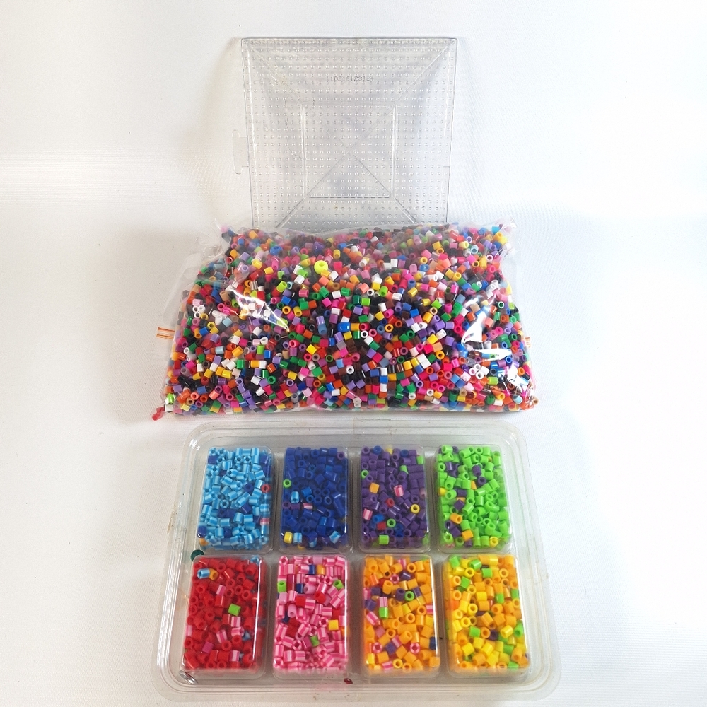 Large Lot Assorted Melty Perler Beads with Tray
